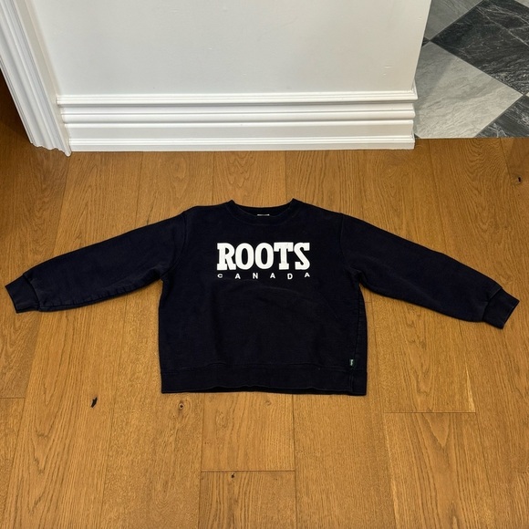 VINTAGE 90s Roots Youth Crewneck Sweater - Navy Blue - Size L - Picture 2 of 5